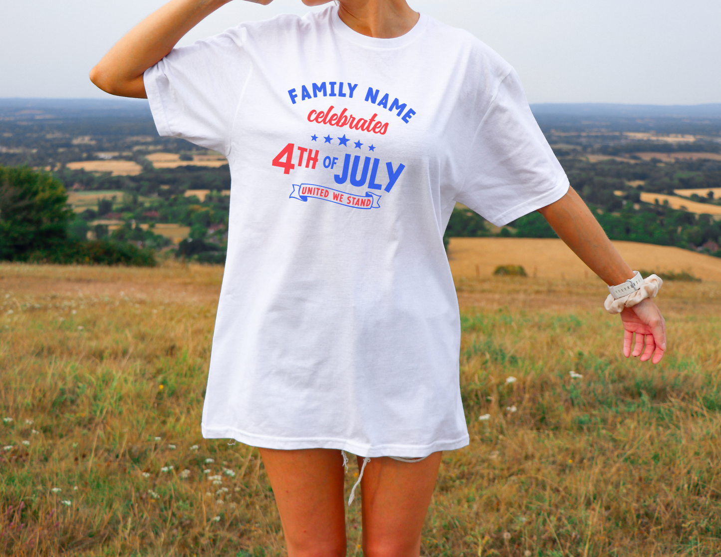 Family Name Celebrates 4th of July Customizable Shirt