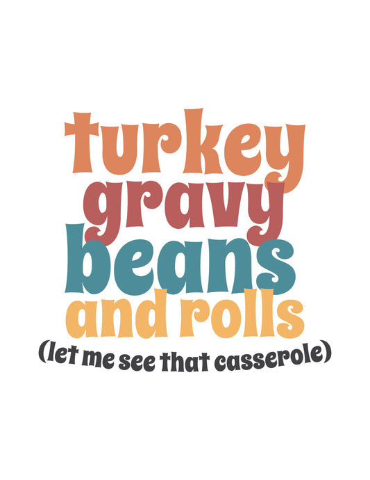 Turkey Gravy Beans and Rolls