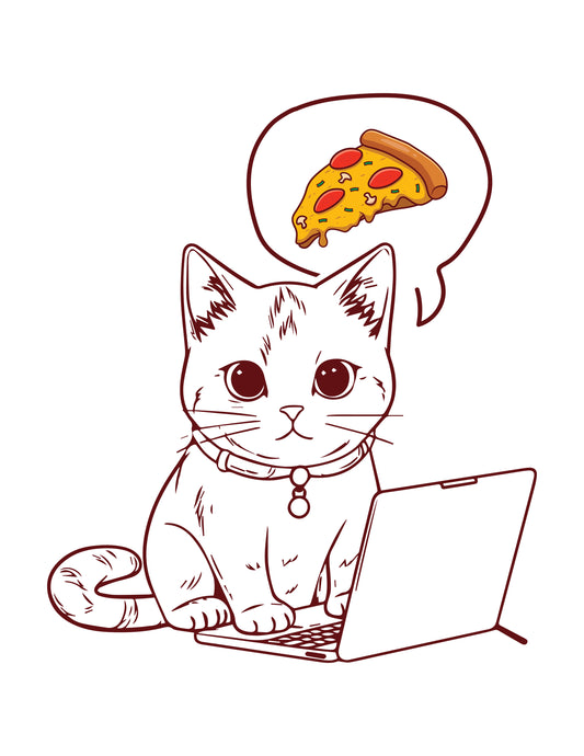 A Cute Cat Ordering Pizza Online